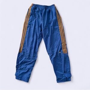 Adidas 90s blue & orange windbreaker track pants w adjustable ankle